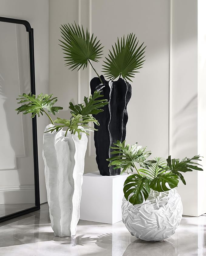Playa Floor Vase, Organic Modern Sculptural Vase with Textured Finish, Minimalist Statement Piece for Contemporary Home Decor & Interior Design, White