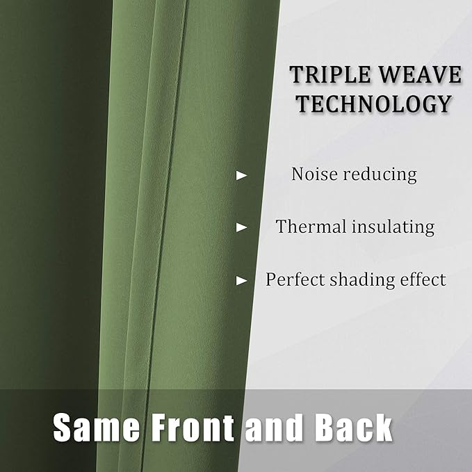 Dualife Sage Green Blackout Curtains 84 Inches Long for Bedroom and Living Room 2 Panels Pair Set Thermal Insulated Room Darkening Curtains with Grommet 42 x 84 Inch Length