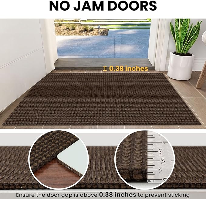 IOHOUZE Washable Runner Rug 2x6 Non Slip Runners for Hallways Entryway Runner Indoor, Kitchen Rugs Woven Cotton Floor Carpet for Kitchen Hall Entrance Bedroom, Brown