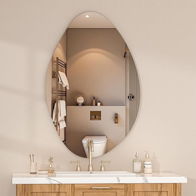 Hasipu Irregular Wall Mirror - 36"x24" Asymmetrical Frameless Mirror, Modern Decorative Mirrors for Living Room, Entryway, Hallway, Bathroom, Bedroom,Wall Mounted Home Decor