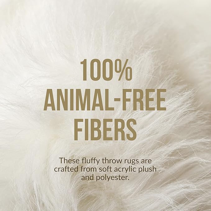 Luxe Gordon Faux Fur Rug with Soft and Fluffy Pile | Machine Washable Living Room Rug with Anti-Slip Backing | Cruelty-Free Area Rugs for Office or Bedroom, Tan, 6 ft x 6 ft