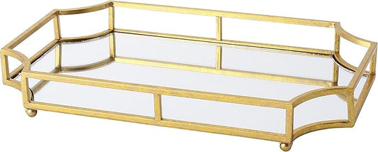 Kate and Laurel Ciel Metal Mirrored Ornate Scalloped Decorative Tray, Gold