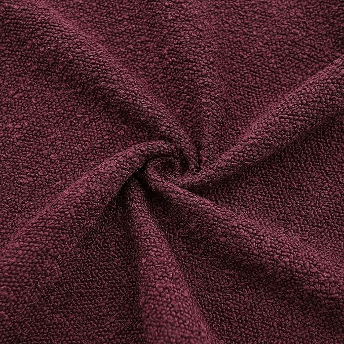 Boucle Decorative Throw Pillow Covers for Couch Set of 2, 18x18 inches, Burgundy
