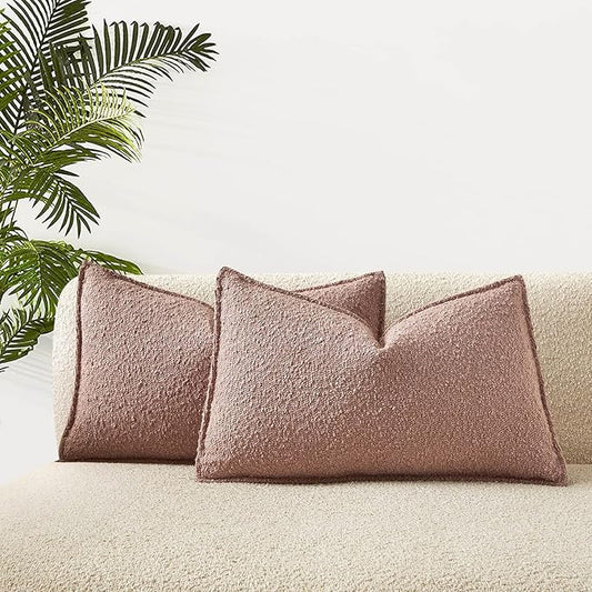 JUSPURBET 14x24 Throw Pillow Covers Set of 2 Decorative Pillow Covers for Couch Sofa Bed Cozy Boucle Textured Lumbar Cushion Covers Cases with Invisible Zipper for Living Room Home Decor,Jam
