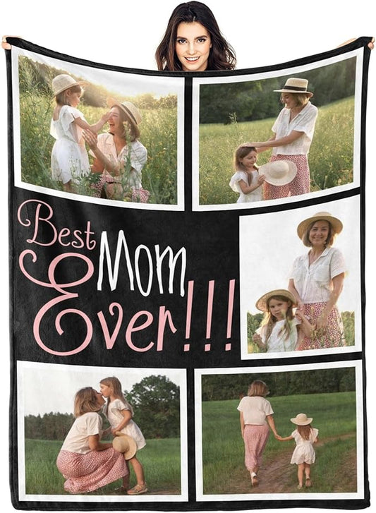 Gifts for mom Personalized Gifts from Daughter Custom Blankets with Photos and Text Multiple Colors Sizes Soft Flannel Gifts for Women Birthday Gifts for Mom