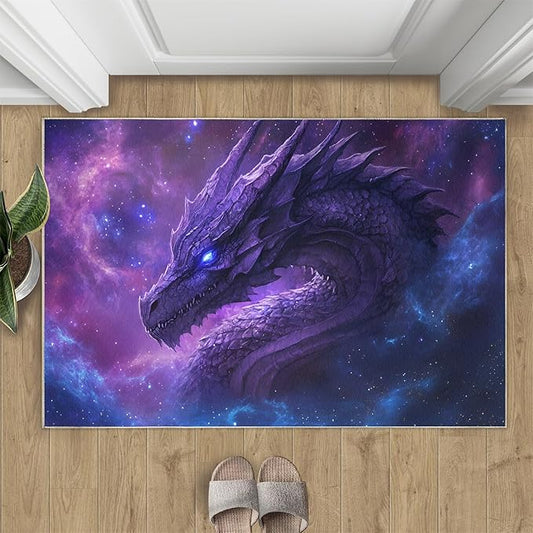 Dragon 5x7 Area Rug Starry Sky Washable Rugs for Living Room Bedroom, Fantasy Animals Soft Low Pile Non Slip Accent Floor Mat Print Throw Rug Indoor Carpet Dining Room Playroom