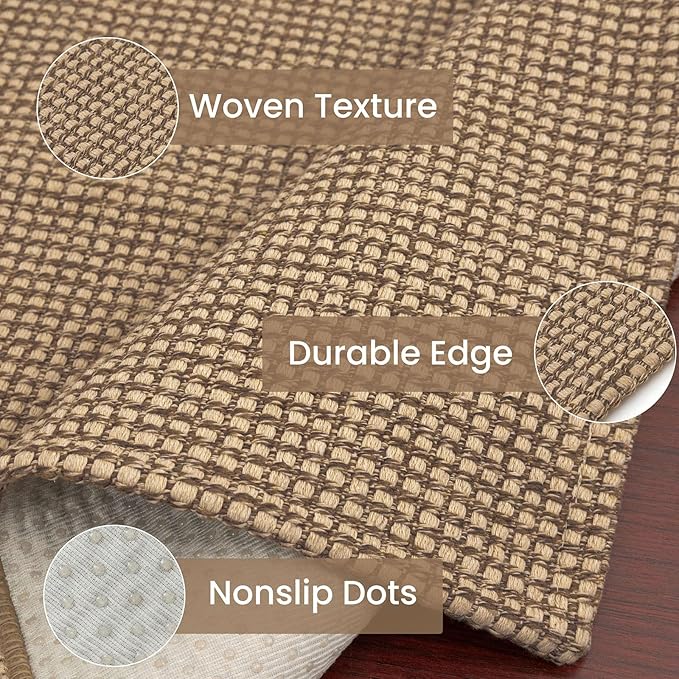 IOHOUZE Washable Runner Rug 3x10 Non Slip Rubber Backed Long Hallway Runner Entryway Runner Indoor, Kitchen Rugs Woven Cotton Floor Carpet for Hall Entrance, Orange/Tan/Brown