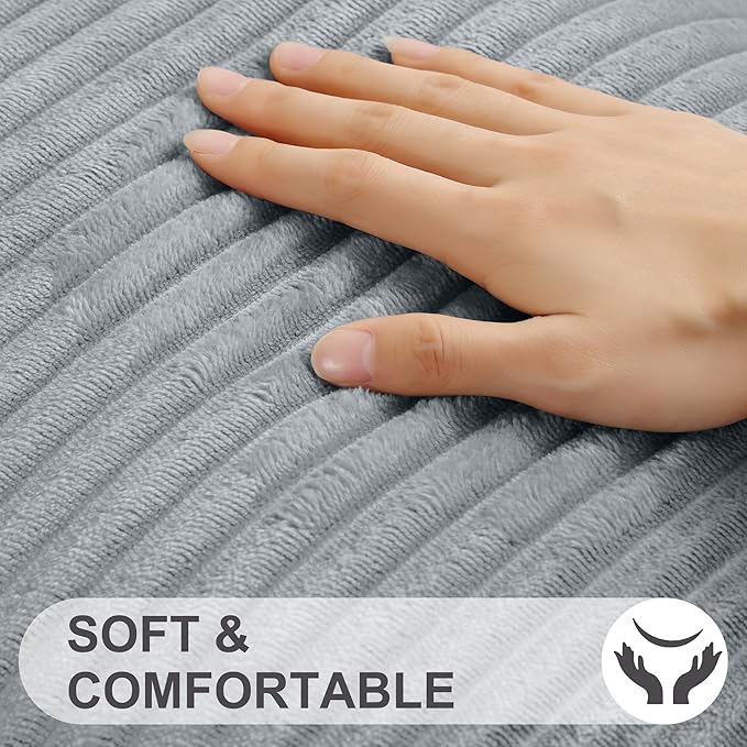 Simmore Decorative Spring Euro Sham Throw Pillow Covers 26x26 Set of 2, Soft Natural Plush Flannel Double-Sided Fluffy Couch Pillow Covers for Sofa Living Room, Grey