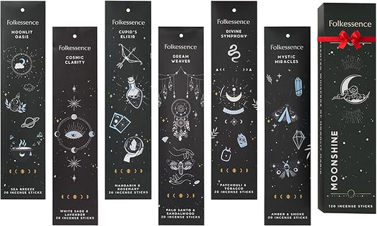 Folkulture Incense Sticks (120 Sticks) | Set of 6 Premium Incense For Home Cleansing, Aromatherapy, Gifts | No Charcoal, Organic, Non Toxic, 45 Mins, Long Burning Palo Santo, Sandalwood Insence-Sticks