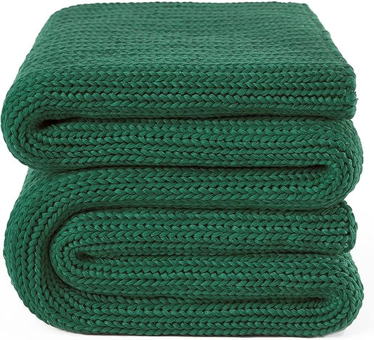 Guohaoi Knitted Weighted Blanket for Adults (Green 50"x75" 20lbs) No Beads Cooling Throw Blanket for Hot Sleepers, Home Decor Breathable Chunky Knit Heavy Blanket Use on Full Size Bed
