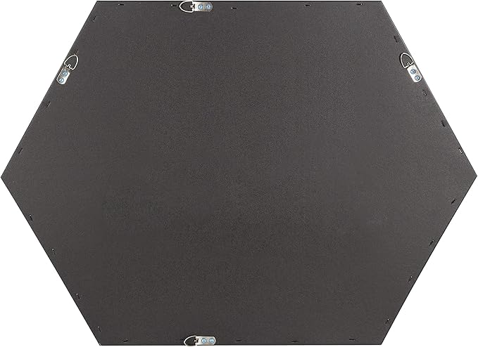 Kate and Laurel Rhodes Modern Hexagon Wall Mirror, 31" x 22", Black, Chic Geometric Wall Mirror
