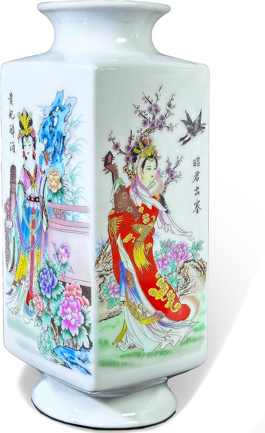 MTME Porcelain Figurines, Jingdezhen Decorative Flower vase, Home Decor, Wedding Gifts, Aesthetic Sculpture Home décor (Four Ladies)