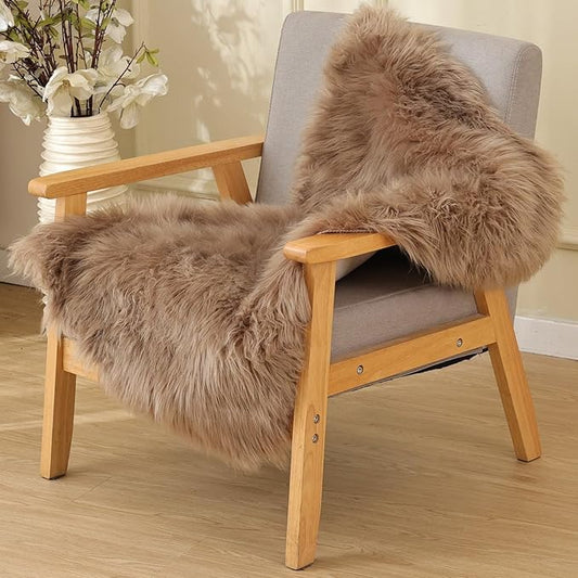 Beige Faux Sheepskin Fluffy Fur 2x3 Area Rugs for Bedroom Washable Shaggy Carpet Rug for Living Room Nursery Furry Rug Home Décor