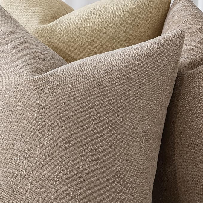 MIULEE Pack of 2 Decorative Throw Pillow Covers Soft Chenille Lumbar Accent Throw Pillows Solid Textured Cushion Covers for Couch Sofa Bedroom Living Room 20x12 Inch,Light Taupe