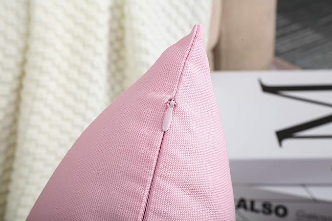 TangDepot Handmade Decorative Solid 100% Cotton Canvas Throw Pillow Covers/Pillow Shams, (16"x16", Salmon Pink)