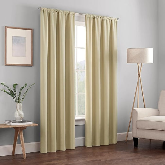 ECLIPSE Kendall Modern Blackout Thermal Rod Pocket Window Curtain for Bedroom or Living Room (1 Panel), 42 X 54, Cafe