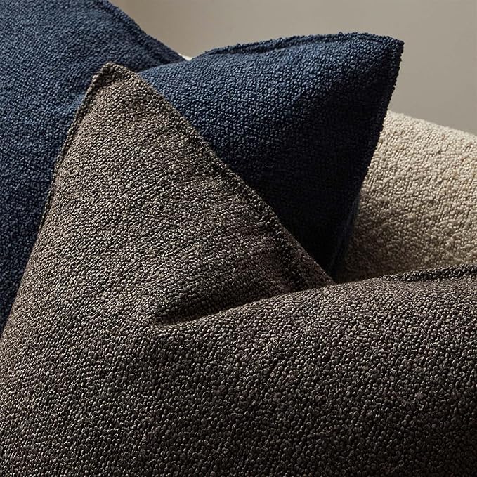 JUSPURBET 22x22 Pillow Covers Set of 2 Decorative Throw Pillow Covers Case for Couch Sofa Bed Soft Boucle Textured Cushion Covers with Hidden Zipper for Home Decor Living Room,Dark Coffee