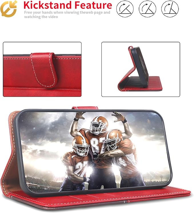 CIVICASE for iPhone 17 Air Wallet Case,PU Leather Flip Case RFID Blocking Credit Card Holder Folio Magnetic Stand TPU Shockproof Cover Compatible with iPhone 17 Air, Red Brown