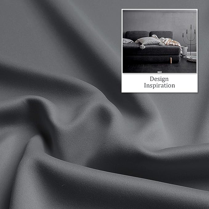 DUALIFE Grey Blackout Curtains for Bedroom 96 inches Long Grey Grommet Window Treatment Thermal Insulated Room Darkening Window Panels Drapes for Living Room 42x96 inch Length 2 Panels