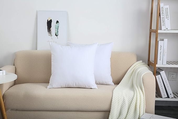 TangDepot Handmade Decorative Solid 100% Cotton Canvas Throw Pillow Covers/Cushion Covers, 45 Colors Available - (20" x20" , White, 2 Count (Pack of 1))