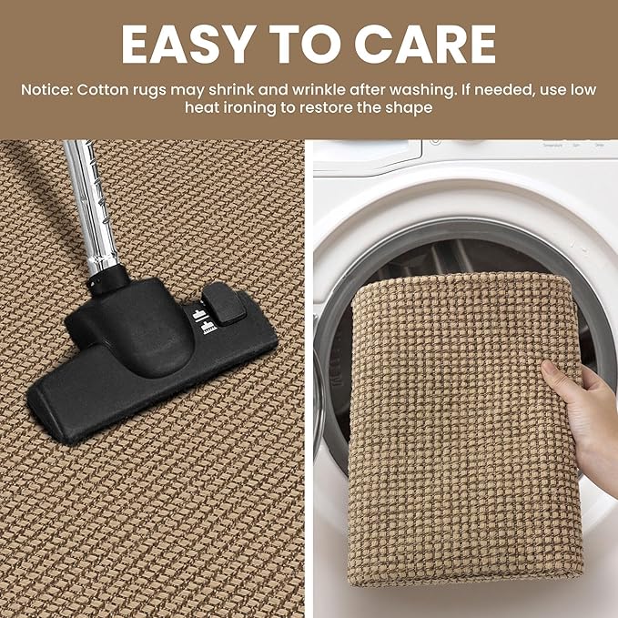 IOHOUZE Washable Exrea Long Hallway Runner Rug 3x20 Non Slip Rubber Backed Kitchen Runner Entryway Runner Indoor, Woven Rugs Floor Carpet for Kitchen Hall Entryway Stair, Orange/Tan/Brown