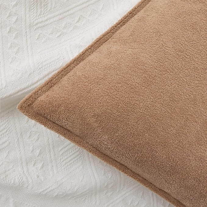 Kevin Textile 12x20 Inch Lumbar Pillow Cover 1 Pack Soft Boucle Textured Decorative Waterproof Rectangle Cushion Elegant Accent Pillow for Couch Sofa Chair Bed Home Decor Indoor Outdoor Camel