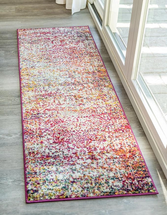 Rugs.com Arlington Collection Rug – 10 Ft Runner Multi Medium-Pile Rug Perfect for Hallways, Entryways