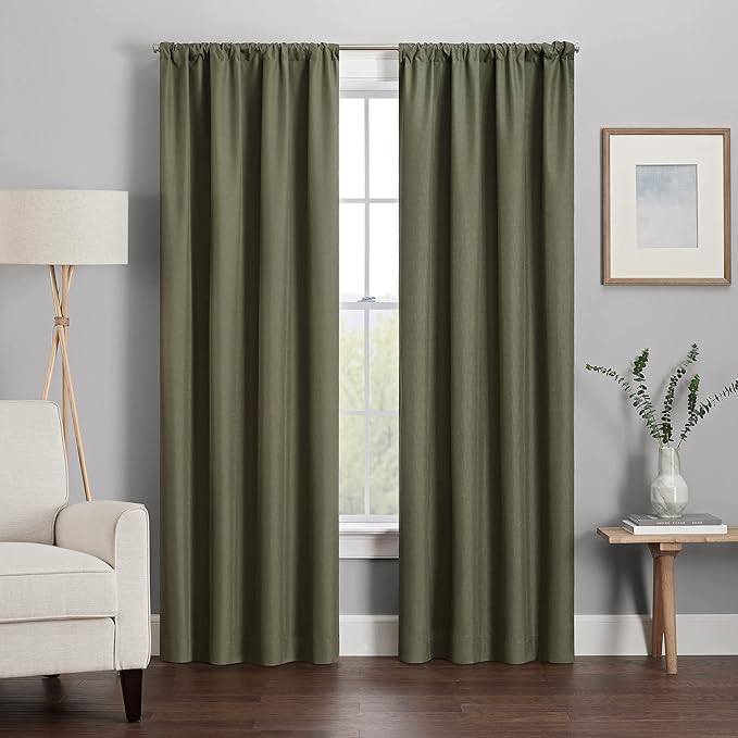 Eclipse Kendall Modern Blackout Thermal Rod Pocket Window Curtain for Bedroom or Living Room (1 Panel), 42 X 84, Artichoke (Pack of 4)