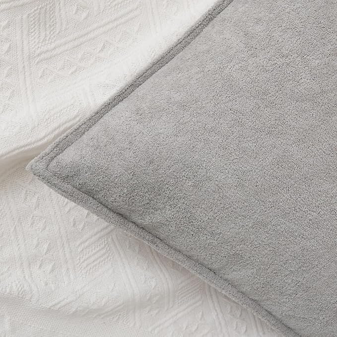 Kevin Textile Waterproof Decorative Pillow Covers Light Grey 26x26 Inch Pack of 2 Soft Boucle Textured Euro Pillowcases Elegant Accent Pillows for Couch Sofa Chair Bed Home Decor Indoor Outdoor