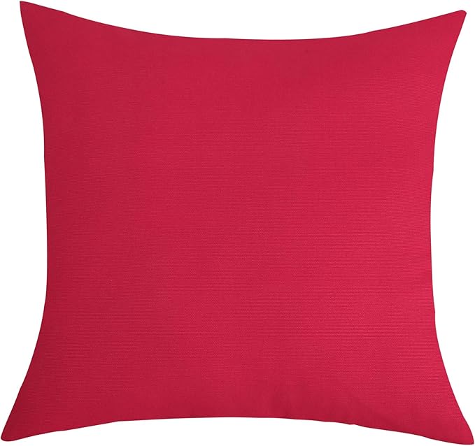TangDepot Handmade Decorative Solid 100% Cotton Canvas Throw Pillow Covers/Pillow Shams, (20"x20", Watermelon Red)
