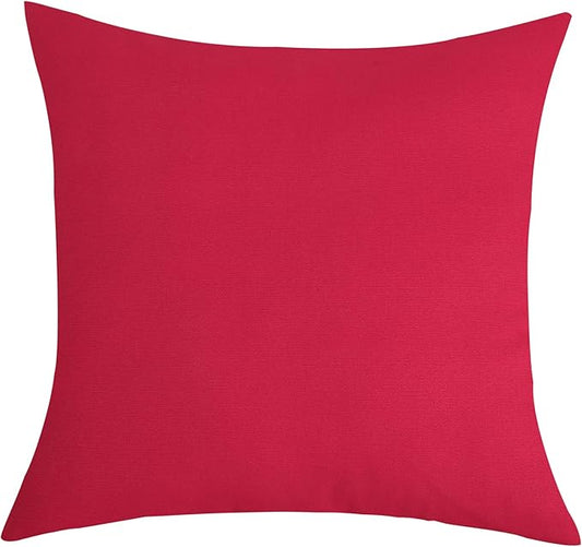 TangDepot Handmade Decorative Solid 100% Cotton Canvas Throw Pillow Covers/Pillow Shams, (24"x24", Watermelon Red)