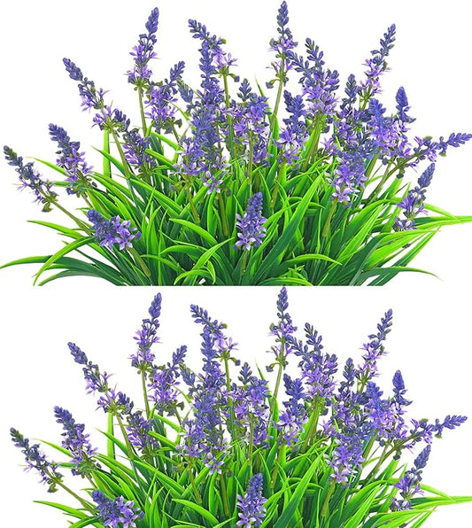 QIANYUN Fake Flowers Lavender Small Wild Flower Daisy 6 Bundles Faux Plastic Purple Flowers for Home Wedding Kitchen Garden Table Centerpieces Indoor Outdoor Decor (Purple Lavender)