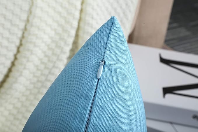 TangDepot Cotton Solid Throw Pillow Covers, 18" x 18" , Sky Blue, 1 Count (Pack of 1)