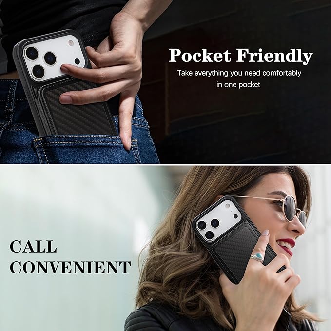 GUERNICA for iPhone 17 Pro (6.3") Case Wallet with Card Holder, RFID Blocking Leather Protection, Shockproof Women Men Phone Case for Apple 17 Pro, A - Black