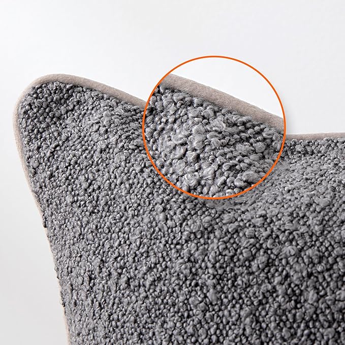 Amazon Basics Boucle Throw Pillow Covers for Couch, Living Room, Home Decor with Hidden Zipper, Grey, 24×24in, Pack of 2