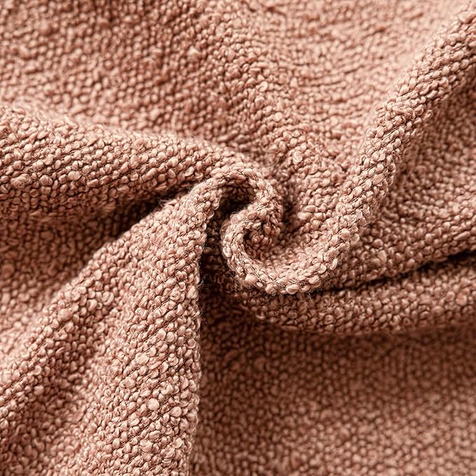 Foindtower Decorative Textured Boucle Throw Pillow Covers Accent Solid Pillow Cases Neutral Soft Cozy Couch Cushion Case for Chair Sofa Bedroom Living Room Home Decor 22x22 Inch,1PC,Dusty Orange Hazel