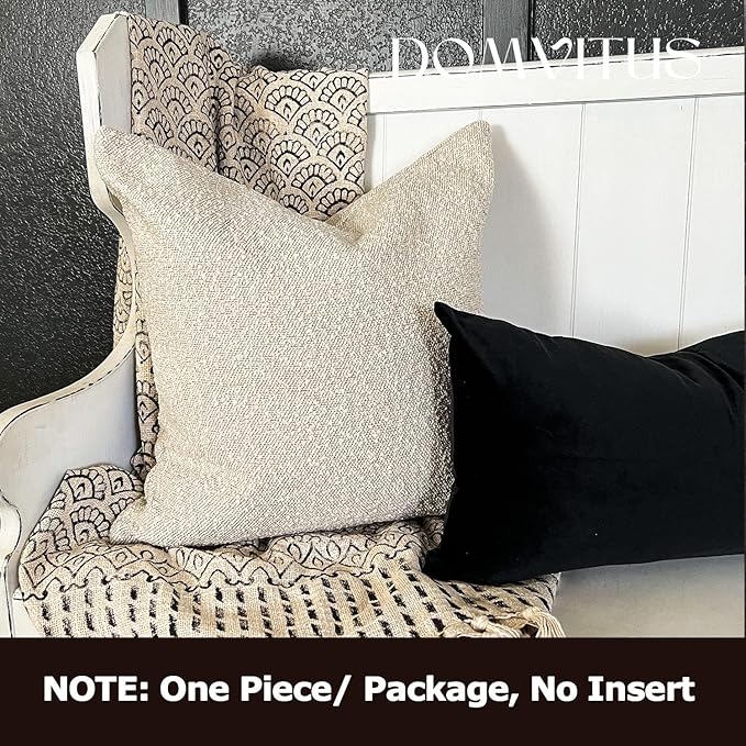 DOMVITUS Boucle Pillow Covers - Luxury Throw Pillows for Bed & Sofa, Decorative Accent Couch Cushion Case, 1PC, Buttery Cream
