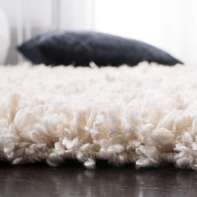 SAFAVIEH Sheep Shag Collection Runner Rug - 2'3" x 8', Ivory, Handmade, 1-inch Thick Ideal for High Traffic Areas in Living Room, Bedroom (SSG212A)