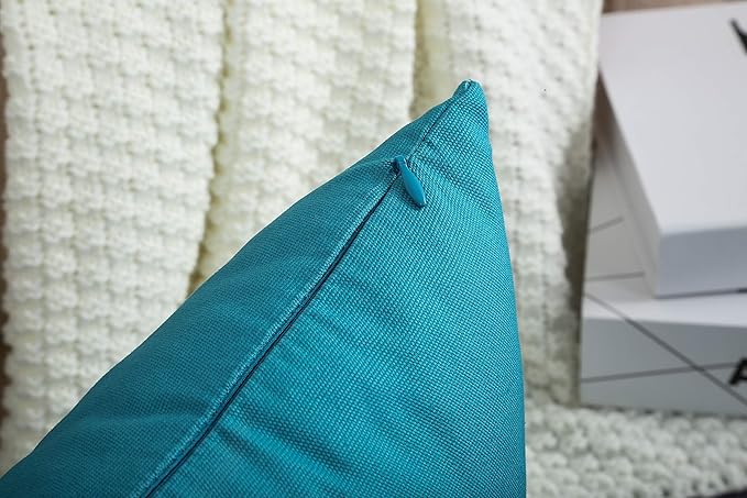 TangDepot Set of 2 Handmade Decorative Solid 100% Cotton Canvas Throw Pillow Covers/Cushion Covers, 45 Colors Available - (20"x20" 2 Pieces, Blue Ashes)