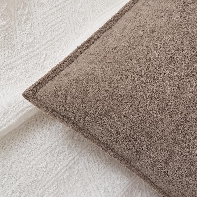 Kevin Textile Waterproof Decorative Pillow Covers Taupe 16x16 Inch Pack of 2 Soft Boucle Textured Throw Pillowcases Elegant Accent Pillows for Couch Sofa Chair Bed Home Decor Indoor Outdoor