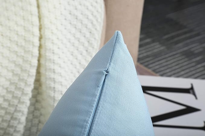 TangDepot Handmade Decorative Solid 100% Cotton Canvas Throw Pillow Covers/Pillow Shams, (12"x18", Light Blue)