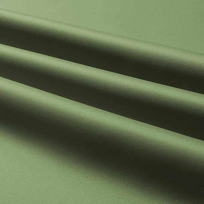 DUALIFE Sage Green Solid Curtains for Bedroom Short Small Window Treatment Blackout Thermal Insulated Curtain Panels 38 by 54 Inch Length with Grommet Set of 2 Panels