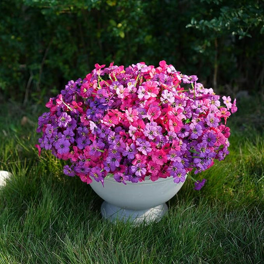 Artificial Flowers for Outdoor Faux Plants for Spring Summer Decoration, UV Resistant Realistic Silk Plastic Fake Flowers Garden Porch Patio Balcony Yard Front Home Decor, 24 Bundles
