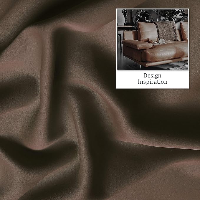 DUALIFE Brown Blackout Curtains Panels for Bedroom 63 Inches Long Coffee Color Curtains with Grommet Thermal Insulated Room Darkening Solid Widow Drapes for Living Room 52x63 Inch Set of 2 Panels