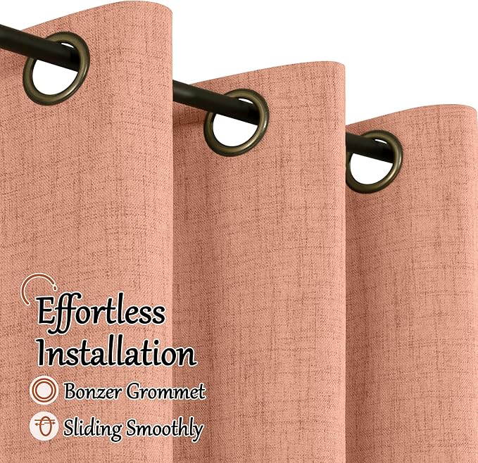 Lajode 100% Linen Blackout Curtains 45 Inch Length 2 Panels Set for Small Window, 38 Inch Wide Thermal Insulated Total Black Out Fall Curtains for Basement Window, 38x45 Inch 2 Panels, Terracotta