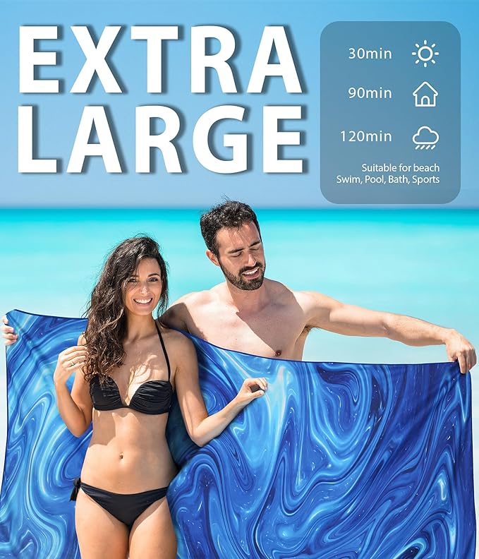 2 Packs Sand Proof Microfiber Beach Towels Adult –Quick Fast Dry Beach Oversized Accessories for Travel Swim Pool Yoga Camping Blanket Essentials Lightweight Must Haves Women Gifts Flower Galaxy