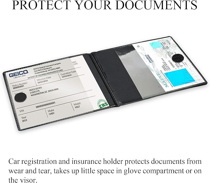 CANOPUS Registration and Insurance Card Holder, Car Document Holder, Wallet for Auto, Trailer, Truck - 2 Pack with EZ Pass Mounting Kit, Ez Pass Strips