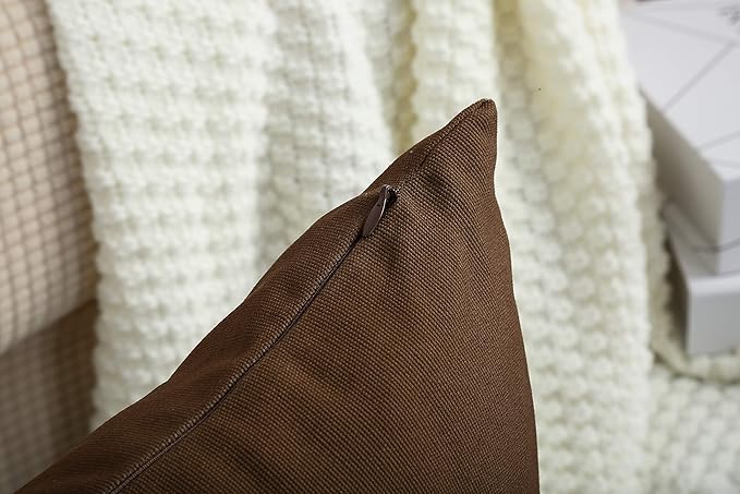 TangDepot Cotton Solid Throw Pillow Covers, 12" x 18" , Coffee, 1 Count (Pack of 1)