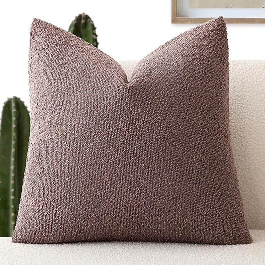 Foindtower Decorative Textured Boucle Throw Pillow Covers Accent Solid Pillow Cases Neutral Soft Cozy Couch Cushion Case for Chair Sofa Bedroom Living Room Home Decor 22x22 Inch,1PC,Dark Purple