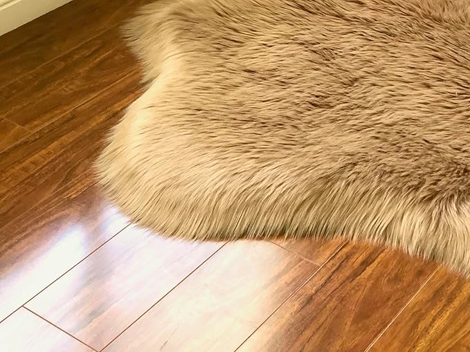 Free Shape Luxury Soft Fluffy Shag Area Rug Double 2'x6', 60x180cm - Vegan Fur Ultra Soft Indoor Carpet Nursery Rugs for Bedroom Home Decor, Camel